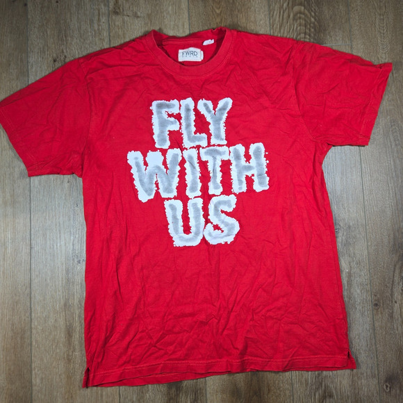 FWRD Denim T-Shirt Men’s 2XL Red Fly With Us Graphic Tee Y2K Rap Streetwear - Picture 1 of 7